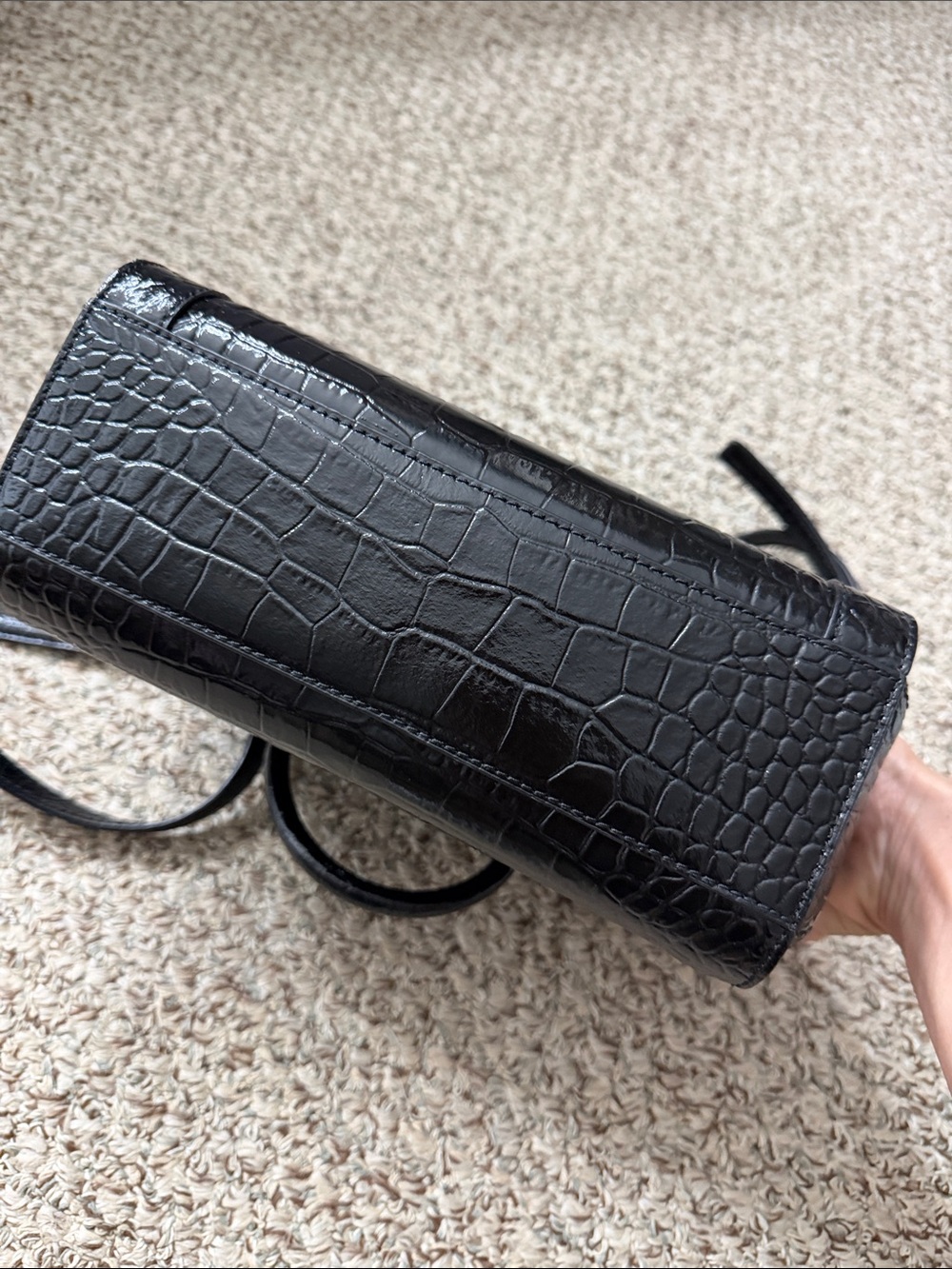 kate spade Black Croc-Embossed Crossbody Satchel - Picture 5 of 11